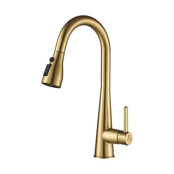 Смеситель для кухни с выдвижным изливом Shevanik S363G, золотой сатин