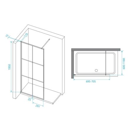 Перегородка для душа RGW WA-111B (700, Прозрачное)