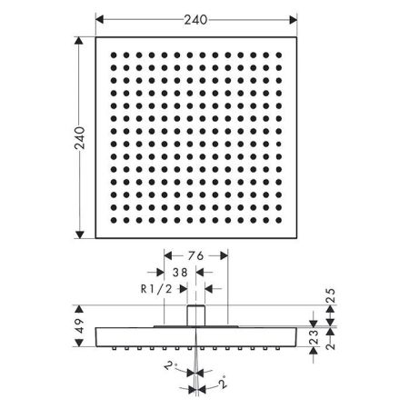 Hansgrohe Axor ShowerSolutions верхний душ 240х240 мм цвет-полированное золото, артикул 10924990