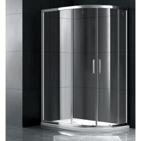 Душевой уголок Gemy Victoria 100х80 радиальный ассиметричный две дверцы профиль Хром стекло прозрачное, артикул S30222