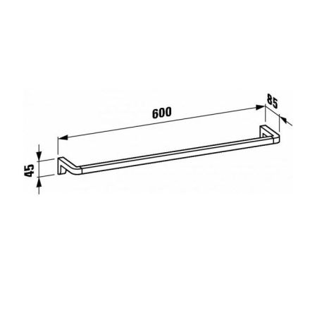 Полотенцедержатель, Laufen, LB3 , одинарный, ширина, мм-600, глубина, мм-85, высота, мм-45, тип установки-настенный, материал-латунь, цвет-хром, артикул 3.8168.3.004.000.1