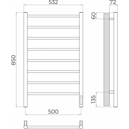 Полотенцесушитель электрический Terminus Аврора П8 50х85 quick touch, золото, артикул 4670078566331