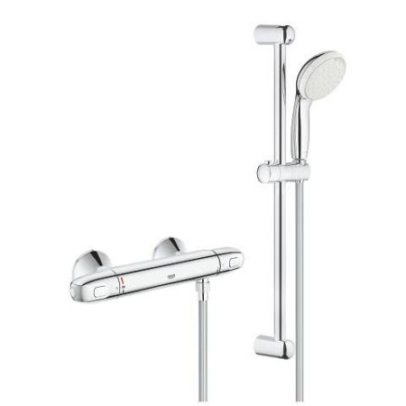 Термостатический смеситель для душа GROHE Grohtherm 1000 New с душевым гарнитуром, душевая штанга 600 мм, хром (34151004), артикул 34151004