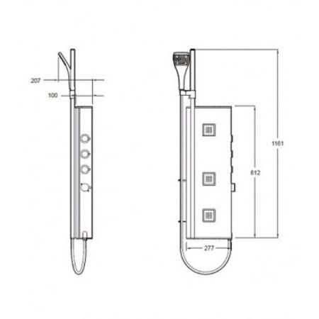 Душевая панель Jacob Delafon Water Tiles Tower E3871-185 Матовый алюминий