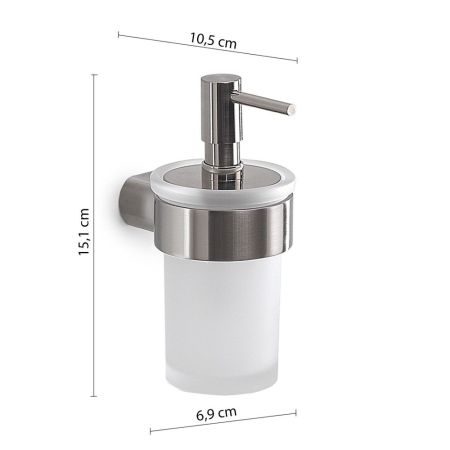 Gedy Pirenei, настенный стеклянный дозатор с пластиковой помпой, цвет зачищенный хром, артикул PI81(38)