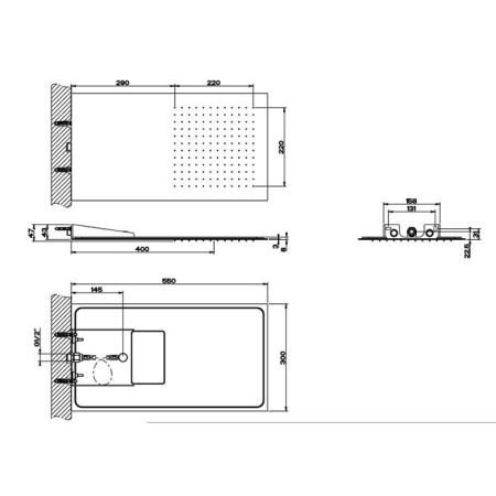 GESSI Tremillimetri Верхний душ QUADRO 300х550 мм , цвет: Black Metal Brushed PVD, артикул 33081#707