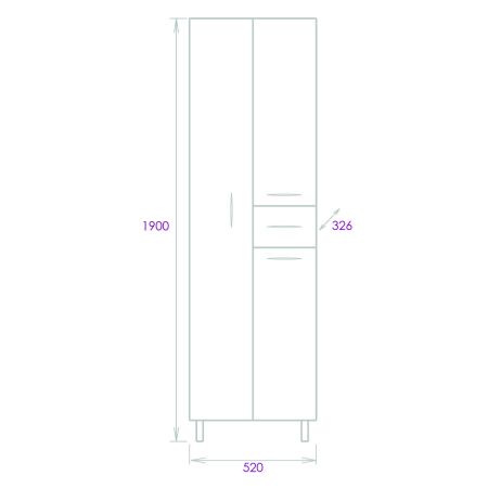 Пенал Onika Модерн 52 напольный, белый, с бельевой корзиной, левый