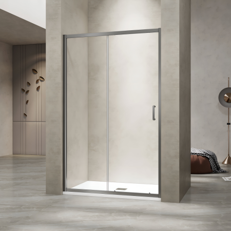 Душевая раздвижная дверь-купе в нишу PA-114Gr профиль серый (Прозрачное, 1300), артикул 030811413-110