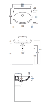 Simas Bormio Раковина подвесная 66х51 см, с 1 отв под смеситель, цвет белый, артикул BR10bi*1