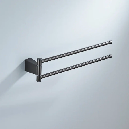 Полотенцедержатель поворотный двойной Shevanik SG5707T, оружейная сталь