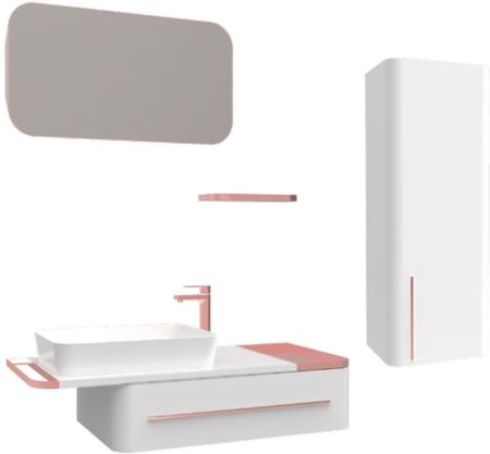 Тумба с раковиной Creavit Angel 120 AL0120.01.BBR+UL060 подвесная Белая Розовое золото, артикул AL0120.01.BBR ЗОЛОТО+UL060