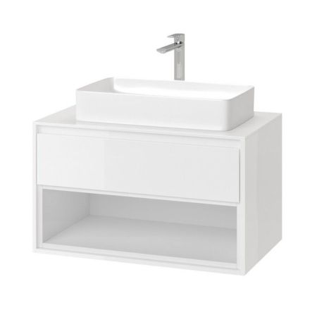 Тумба под накладную раковину EXCELLENT Tuto 80 см (белый/белый), 1 ящик, артикул MLEX.0102.800.WHWH