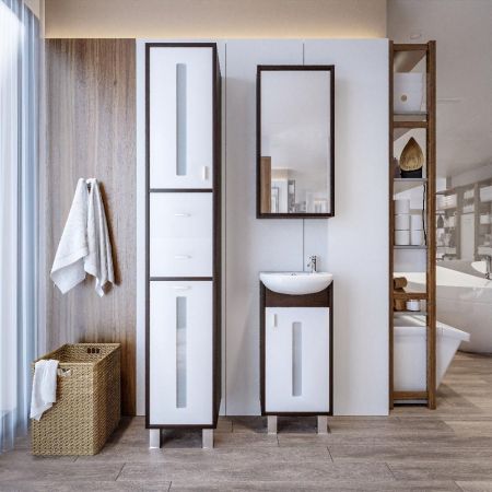 Комплект мебели для ванной Бриклаер БАЛИ 40V, венге/белый, артикул БАЛИ 40V