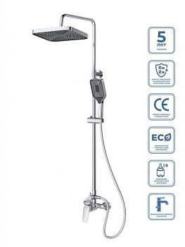 DUE Душевая стойка со смесителем, оружейная сталь DUE-DOCM-GM