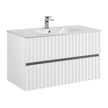 ELEGANT База под раковину подвесная с двумя выкатными ящиками, с LED подсветкой ручек. Белый глянец, 970x469x550 AM-ELEGANT-1000-2C-SO-BL-LED-P