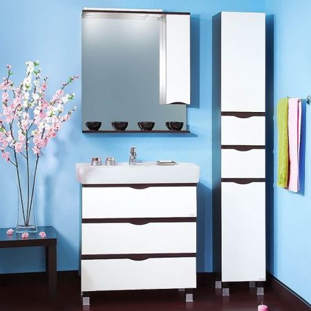 Тумба под раковину Бриклаер Токио 80 венге/белый глянец, артикул 4627125411663