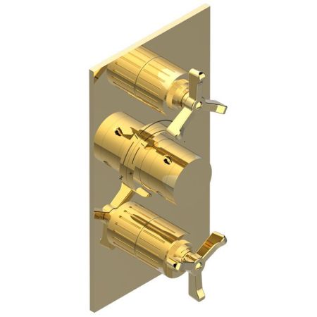 THG HAMPTONS Смеситель для душа встраиваемый, термостатический, с 2 запорными вентилями, внешняя часть, цвет золото