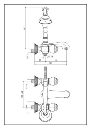Emmevi The One Leda, смеситель для ванны. Металлические ручки + большие прозрачные кристаллы, цвет хром