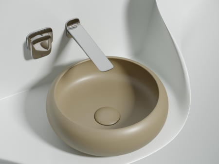 Умывальник чаша накладная круглая (цвет Капучино Матовый) Элемент (Element) 360x360x120мм, артикул CN6050MC