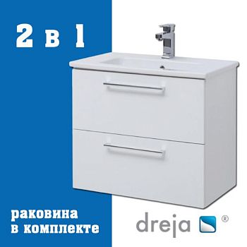 Тумба с раковиной подвесная Dreja Gio 80 см, белый