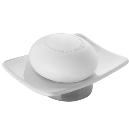 Gedy Petunia, настольная керамическая мыльница, цвет хром - белая керамика, артикул PE11(02)