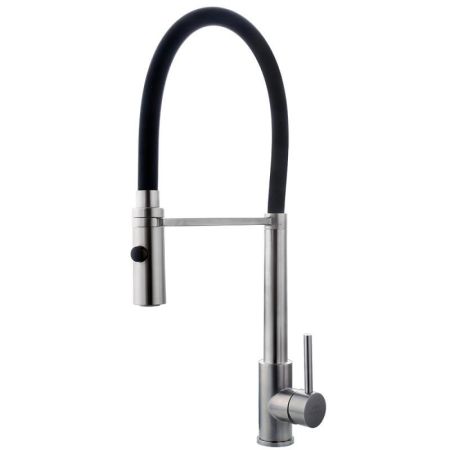 Смеситель для кухни с гибким изливом FASHUN A54111-7, сатин/черный