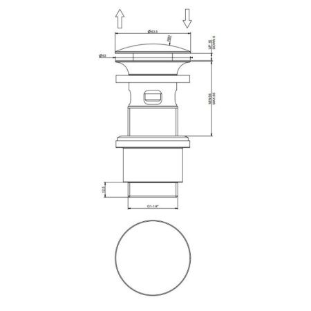 Gessi Донный клапан Stop&Go для раковины с переливом, цвет Gold PVD Gessi Донный клапан Stop&Go для раковины с переливом, цвет Gold PVD