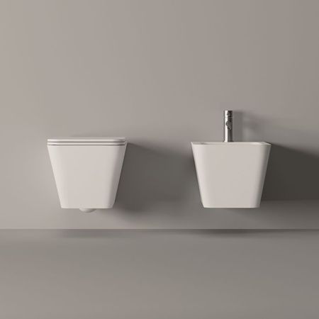 Унитаз, Alice, Hide, безободковый (с открытым смывным краем), тип установки-подвесной, ширина, мм-350, глубина, мм-550, высота, мм-345, форма чаши-прямоугольная, выпуск-горизонтальный, материал-керамика, сиденье-необходимо заказать, вид грязеотталкивающег, артикул 31210109