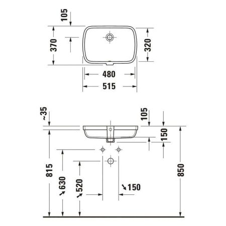 Duravit  Qatego Раковина встраиваемая снизу 480х370х150 мм, без отв под смеситель, цвет белый, артикул 0398480028