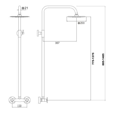 Душевая система Fmark FS8505, сатин, артикул FS8505