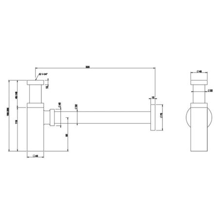 Gessi Eleganza Сифон для раковины квадратный, под донный клапан, цвет: Black Metal Brushed PVD, артикул 01410#707