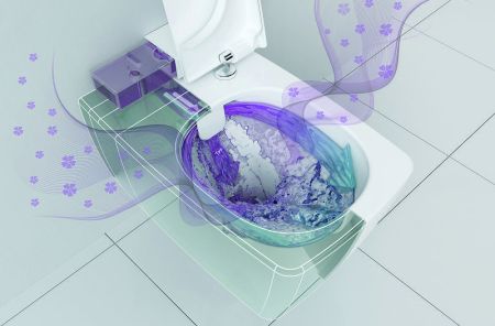 Metropole Rim-Ex Подвесной безободковый унитаз 56 см с функциями VitrAflush и VitrAfresh безободковый, с емкостью для чистящей жидкости, артикул 7672B003-1686