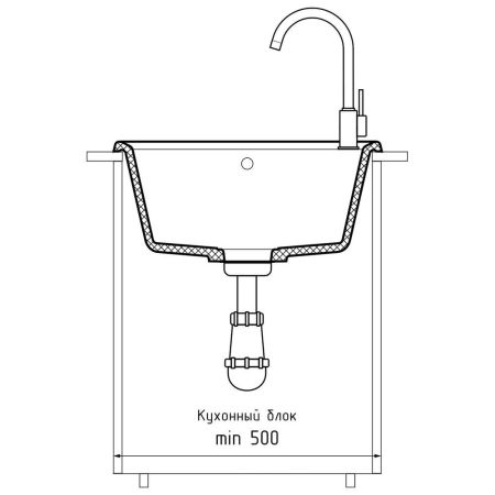 Кухонная мойка GranFest UNIQUE 500, графит, артикул U-500 графит