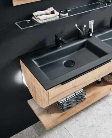 Puris Rounds, раковина стеклянная 1232 мм, цвет черное матовое стекло, артикул WGS231298