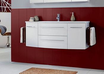 Marlin 3040city, тумба под раковину из минерального литья 120 см (2 ящика, 2 двери), цвет белый глянец