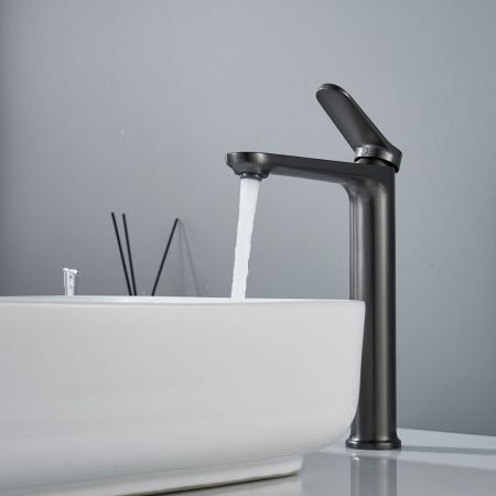 Смеситель для раковины высокий Shevanik S4311T, оружейная сталь, артикул S4311T