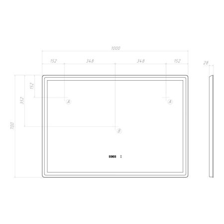 Зеркало VIGO Geometry Luxe 1000  (211), артикул 211