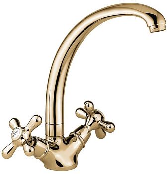 Emmevi Deco Classic, двухвентильный кухонный смеситель (поворотный излив 21 см), без донного клапана, цвет бронза