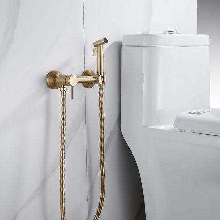 Гигиенический душ со смесителем Shevanik S107G, золотой сатин