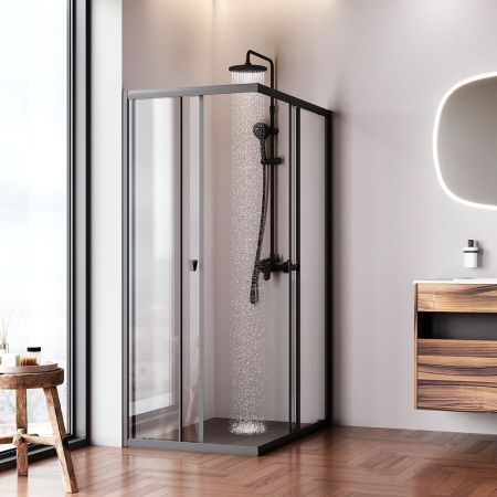 W87G-403-12080-BT Sunny душ огражд прямоугольн, раздвижн двери 120x80 черный,стекло прозрачн, артикул W87G-403-12080-BT