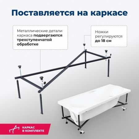 Акриловая ванна Aquanet Dali 160x70 (с каркасом), артикул 00239538