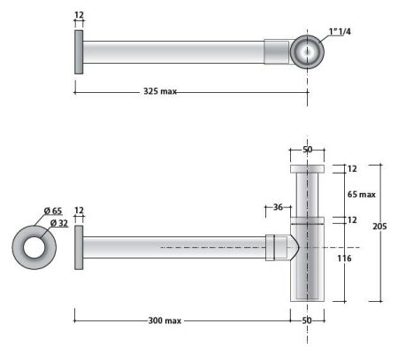 Сифон, Globo, для раковин, 1 1/4", цвет-хром, артикул RA051CR