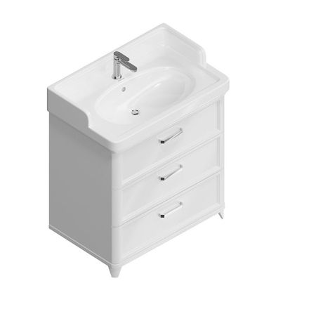 Kerama Marazzi Тумба POMPEI напольная с 3 ящиками 80, белая глянцевая, артикул PO.N.80.3\WHT