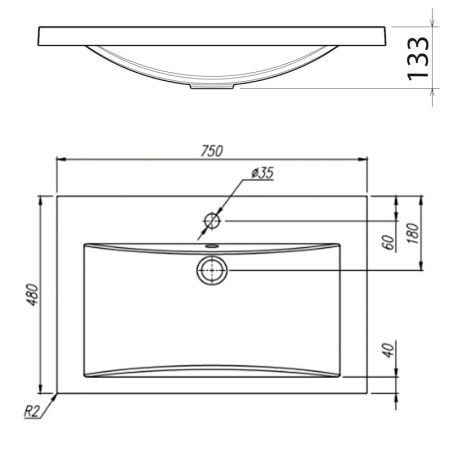 Раковина Florentina Анита 75 см 10.150.00750.201, жасмин, артикул 10.150.00750.201