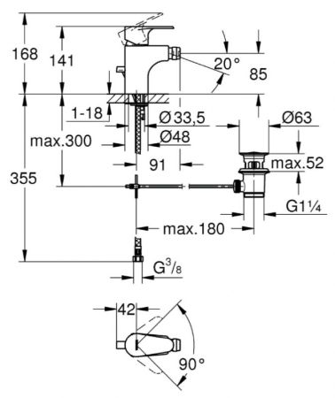 Смеситель для биде Vigour by GROHE с донным клапаном (75147826), артикул 75147826