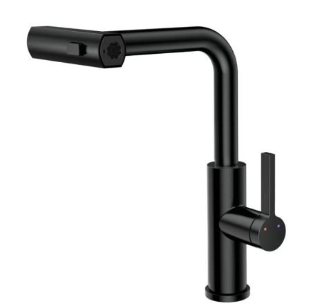 Смеситель для кухни с выдвижной лейкой RUSH Tinos (TI3732-18Black), артикул TI3732-18Black