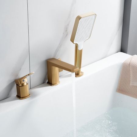 Смеситель на борт ванны Shevanik S9912G, золотой сатин, артикул S9912G