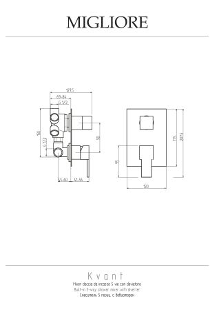KVANT См-ль скрытого монтажа моноком., 5-и позиционный с девиатором, хром, артикул 18787