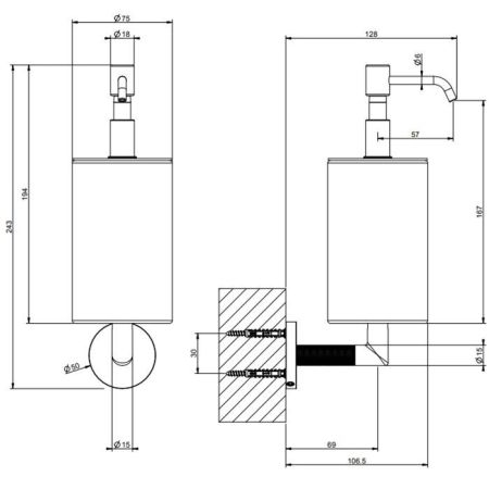 Gessi Anello Дозатор для жидкого мыла настенный белый, цвет Finox Brushed Nickel, артикул 63713#149