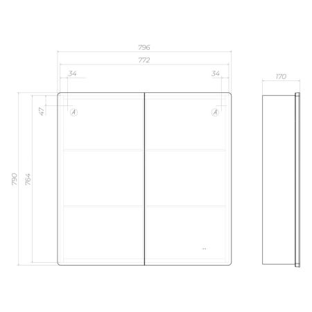 Шкаф VIGO навесной Geometry Comfort 800 с зеркалом (221), артикул 221